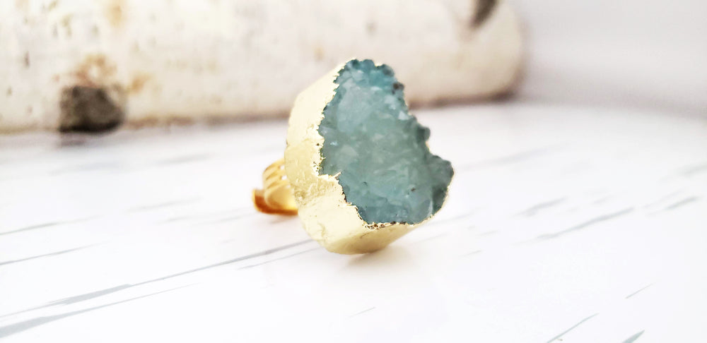 Dreaming of Druzy Green Ring